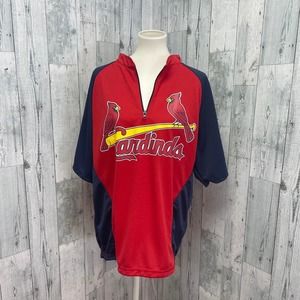St Louis Baseball Cardinals Mens XL 1/4 Zip Short Sleeve 100% Polyester Jersey